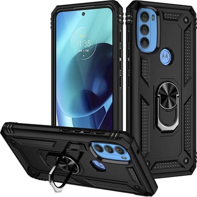 Geschikt voor Motorola G71 5G Ring Hoesje Armor Anti-shock Backcover Zwart - Geschikt voor Motorola G71 5G Geschikt voor Motorola G71 5G Backcover kickstand Ring houder cover TPU backcover oTronica