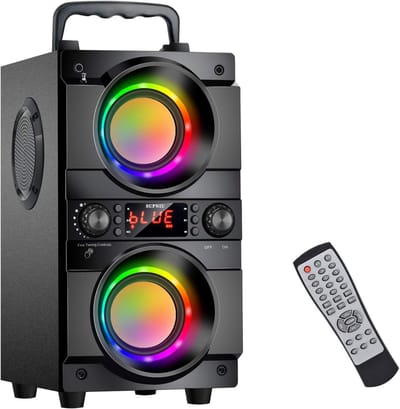 Krachtige Bluetooth Speaker - Draagbare Geluidsbox - Feestelijke Muziek - Dubbele Subwoofers - 60 Watt Vermogen - Zwart