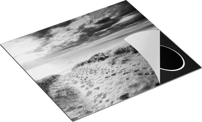 Chefcare Inductie Beschermer Duinen met Zee - Zwart Wit - 60x50 cm - Afdekplaat Inductie - Kookplaat Beschermer - Inductie Mat
