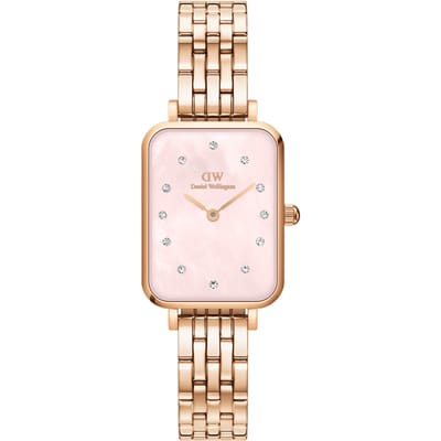 Daniel Wellington DW Watch Quadro Lumine 5-Link Melrose Pink MoP 20x26mm Rose Gold
