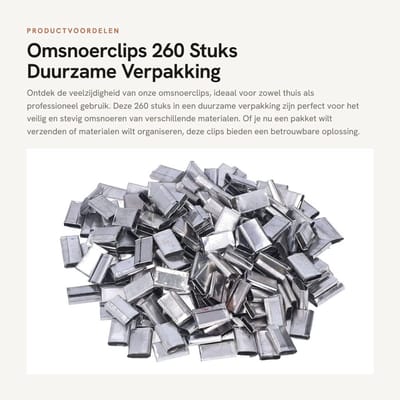 Dailygoods- Omsnoerclips 260 Stuks - Duurzame Verpakking - Omsnoeringspakkingen - Houdcapaciteit - IJzerfolie - Voor PP-folie 12-16 mm - Bindclips