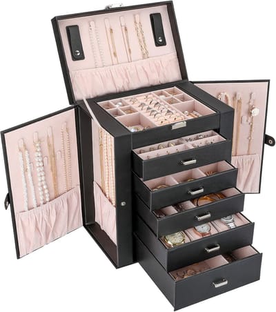 Grote Sieradendoos Organizer voor Dames en Meisjes - 6 Lagen Display Voor Oorbellen, Kettingen, Ringen en Armbanden