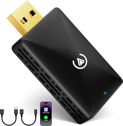 Draadloze Auto Adapter - Carplay Android - Muziek Streamen - 2-in-1 Converter - Mini Formaat - Zwart