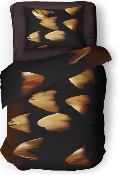 Eleganzzz Dekbedovertrek Elegant Feather - zwart - Dekbedovertrek 140x200/220cm - Micropercal - Eenpersoons - Dekbedovertrekken - Veren Dekbedovertrek