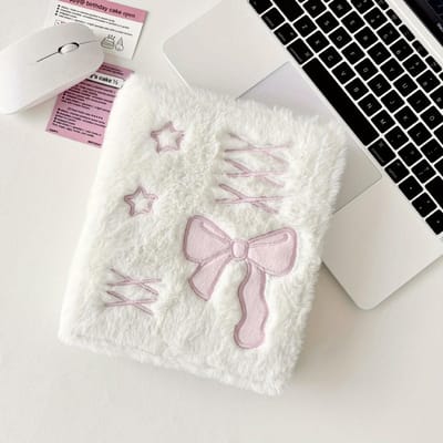Album photo classeur A6 style coréen Livre porte-photocarte à nœud brodé style coréen white