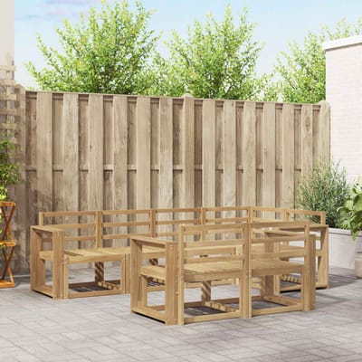 vidaXL - Buiten - bank - set - 7 - st - 7-zits - Wit - Massief - Acacia - Hout