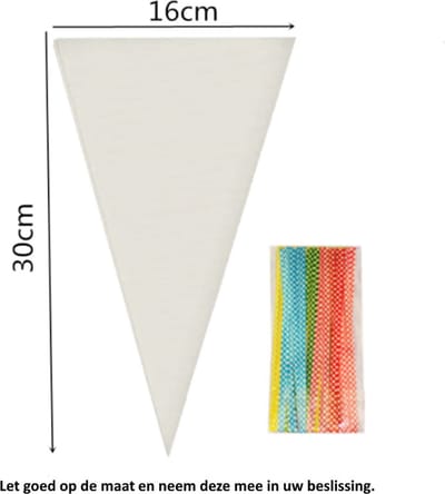 50 Langwerpige Puntzakken met kleurrijke sluitstrips - Kado - Feestje - 16 x 30 cm - Cellofaan Plastic Traktatie Kado Zakjes - Snoepzakjes - Koekzakjes - Koekje - Cookie Bags - Snoep Puntzak - Snoepzak