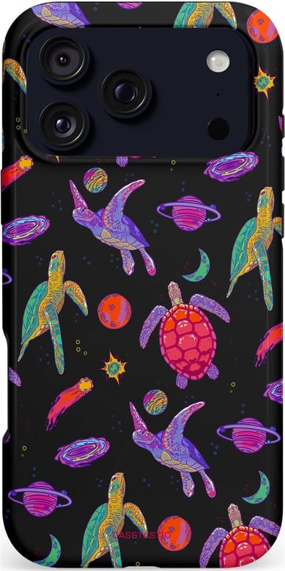 Casetastic hoesje geschikt voor Apple iPhone 17 Pro Max - MagSafe - Dubbellaagse bescherming - Astro schildpad - Fashion Case - Zwart Donkerblauw Lavendel