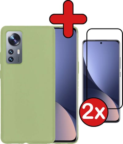 Hoesje - Met 2x Screenprotector - Geschikt voor Xiaomi 12 - Sterk & Shockproof - Telefoon Hoes - Back Cover - Siliconen Case - Telefoonhoes - Groen