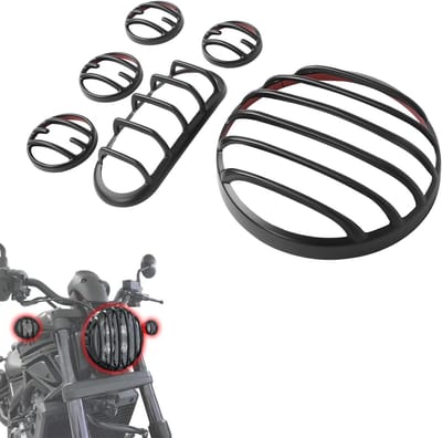 Motorfiets Verlichtingsset - Koplamp Achterlicht Beschermkap - Motor Beschermen - Slagvast ABS Plastic - Set van 6 - Mat Zwart