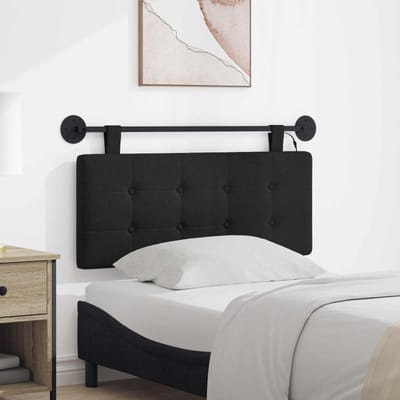 vidaXL - Hangend - hoofdbord - Met - LED-verlichting - Zwart - Stof