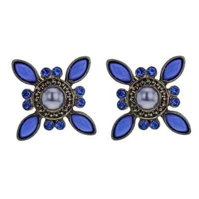 Vintage oorknop - blauw - Behave
