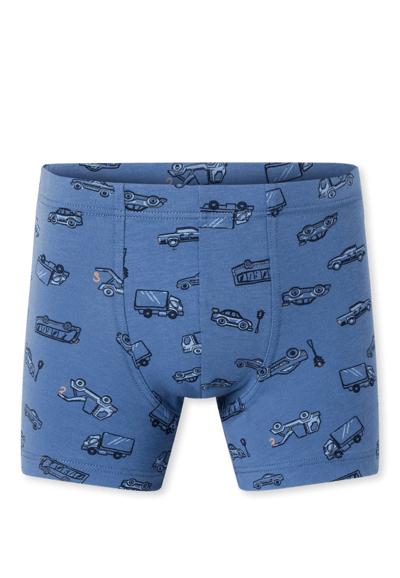 Shortjes set van 5 Organic Cotton streepjes voertuigen blauw - 95/5 Organic 92