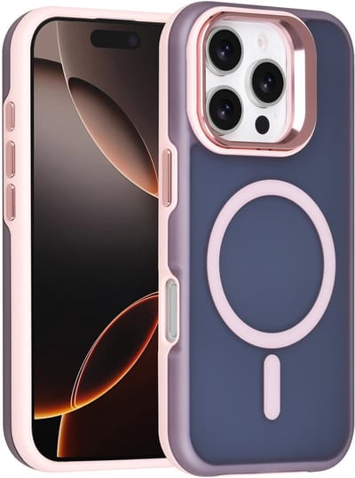 TUNIQ Back cover voor iPhone 16 Pro - MagSafe - Met Camerastand - Roze