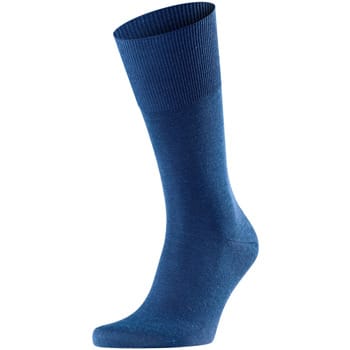 FALKE Airport eenkleurig wol katoen sokken heren blauw - maat 43-44
