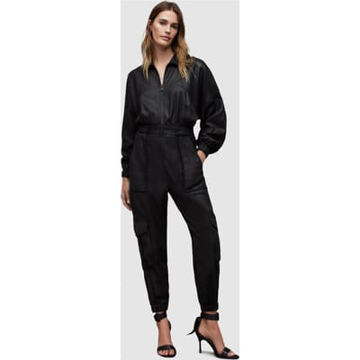 AllSaints Frieda Denim Jumpsuit Black Maat: W31 | Jumpsuits Outlet | Dames | Zwart