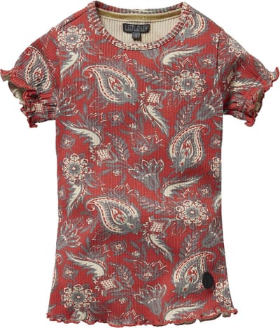 Levv shortsleeve Nicolet rood met grijs bloemenprint voor meisjes - maat 86