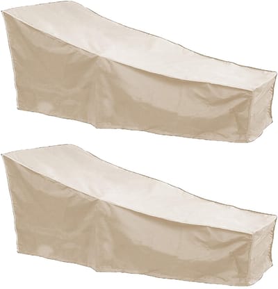 Terrashoes voor chaise longue, zwaar belastbare outdoor loungestoelhoezen, waterdichte en weerbestendige hoes voor terrasmeubels, 2 x 30 x 16 cm (beige x 2 stuks)