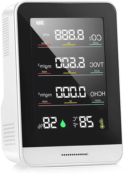 Luchtkwaliteit Monitor - CO2 Sensor - Binnenklimaat Meten - 5-in-1 Functie - 67x32x98mm - Wit