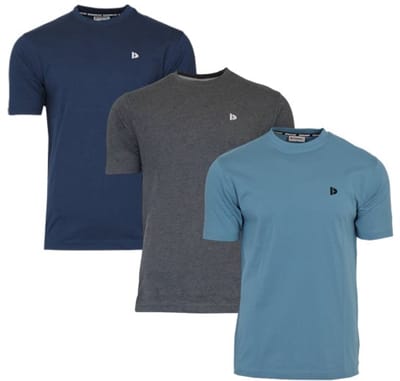 3-Pack Donnay - T-shirt (Vince) - Sportshirt - Heren - Navy/Charcoal/Light Denim Blue (762) - maat S