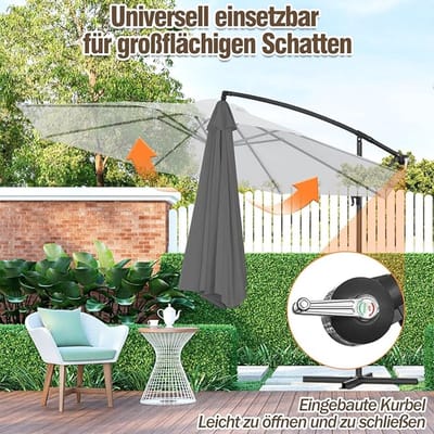 Tuinparasol 2x3m Rechthoek – Bellavero Luxe Parasol met LED Verlichting, UV50+ Bescherming, Kantelbaar 30°, Kurbelmechanisme, Waterafstotend Polyester, Zonder Voet – Voor Balkon, Tuin & Terras – Be...