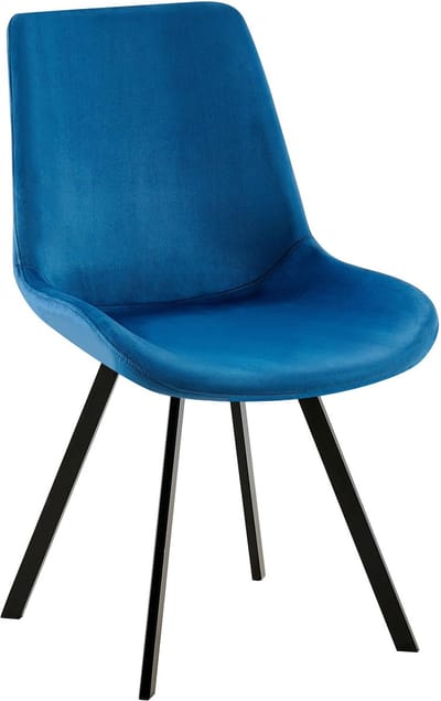 CLP Lewes Eetkamerstoel - Met rugleuning - Met houten poten - Met rugleuning - Velvet - Ffluweel - Fluweel/donkerblauw