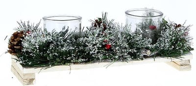 Fotophore Kerstmis 2 beugel Candle 35x135x5cm - Holly and Pine - Plastic - SILUMEN