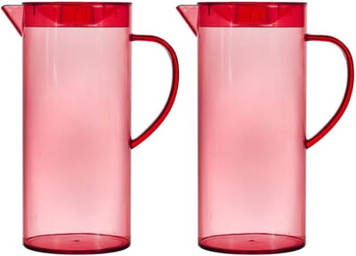 Home Deco Factory Schenkkan met deksel - 2x - 1.1 L - roze - kunststof