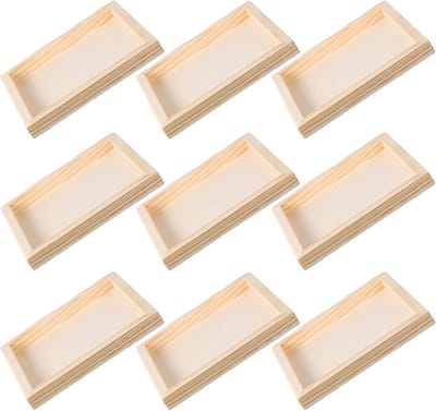 Houten Dienbladen - Puzzelhouders Sorteerbakken - Kunstenaars Verfmengbak - Modulair Stapelbaar - 12x12x1.2 cm - Beige