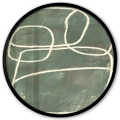 Poster in lijst Rond - Fotolijst 40x40 cm - Posters - Abstract - Groen - Kunst - Modern - Ronde posterlijst zwart - Decoratie - Wanddecoratie woonkamer - Muurdecoratie slaapkamer