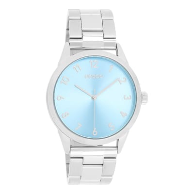OOZOO Timepieces - Zilverkleurige horloge met zilverkleurige roestvrijstalen armband - C11423