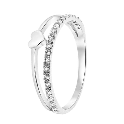 Lucardi Meisjes Kinder ring met plating - Hart - Zirkonia - Cadeau - Echt Zilver - Zilverkleurig