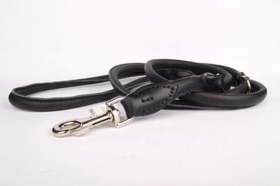 Dog's Companion - Leren Politielijn Hond, 220cm - Lengte: 220cm (12 mm), Kleur: Zwart - Verstelbaar op 130-170-210 cm