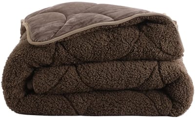 SlaapLuxe Dekbed Zonder Overtrek Bruin - Velvet & Teddy 2-in-1 - All Year Comfort-1-persoons (140x220 cm)