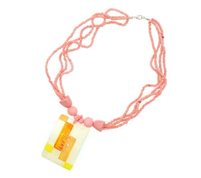 Behave - Dames Ketting Roze Houten Kralen En Schelpen Hanger 50 Cm - Nikkelvrij - Handgemaakt En Uniek