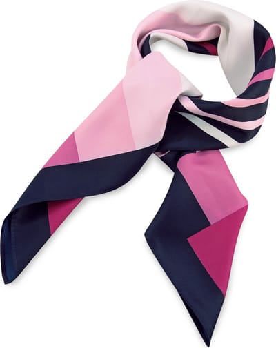 JB Collection - Sjaals - sjaal roze gestreept vierkant - marineblauw / diverse rozetinten / wit