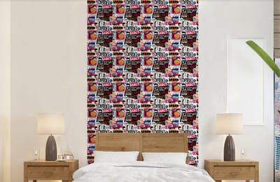 Behang - Fotobehang Basketbal - Quotes - Patroon - Alfabet - Breedte 120 cm x hoogte 240 cm
