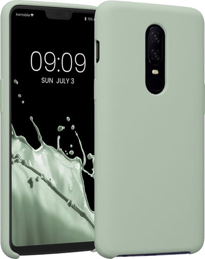 kwmobile telefoonhoesje geschikt voor OnePlus 6 - Hoesje met siliconen coating - Smartphone case in grijsgroen