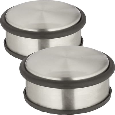 Set van 2 deurstoppers - RVS-/Rubber - 1.1 kg - 11,5 x 11,5 x 5,5 cm