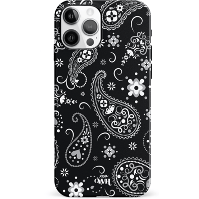 xoxo Wildhearts Paisley Dawn Black - Double Layer - Zwart hoesje geschikt voor iPhone 11 Pro hoesje - Hartjes patroon case bloemen - Siliconen en TPU hoesje geschikt voor de iPhone 11 Pro - zwart