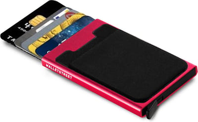 Walletstreet Uitschuifbare Pasjeshouder DS Plus - Walletstreet Aluminium Creditcardhouder Card Protector Anti-Skim/ RFID Card Protector 7 Pasjes – Rood/Red