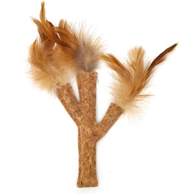 Nobleza Kattenkruid Speeltje - Kattenspeeltje met Veren - Natuurlijk Kattenspeelgoed van Kurk - 20 cm
