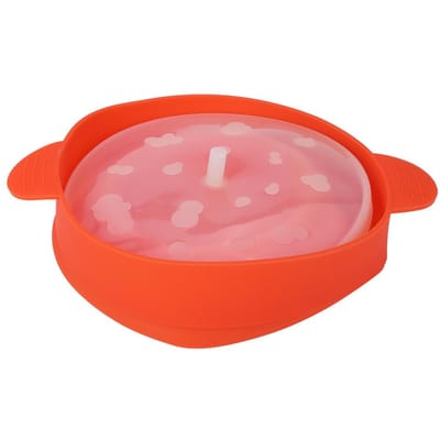 Rode Siliconen Magnetron Popcorn Emmer met Handvat Deksel Veilig Opvouwbare Popcorn Maker Kom pink