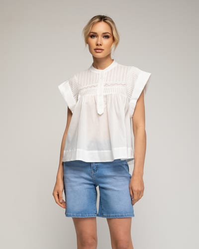 Oversized mouwloze top met plooien