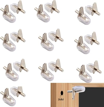 Famanu – Plankhouders set van 20 stuks, 3 mm glazen plankdragers voor kasten en boekenkasten