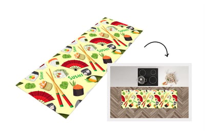 Keukenloper - Loper keuken - Sushi - Japan - Patronen - 150x50 cm - Keukenloper vinyl
