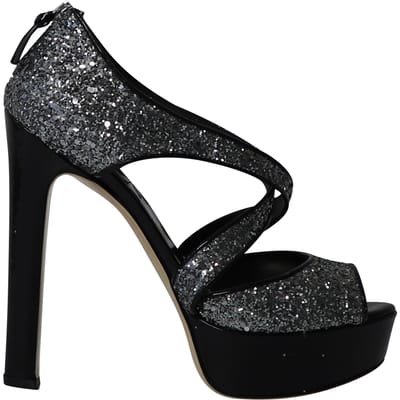 Miu Miu Platform Hakken in Zilveren Glitter