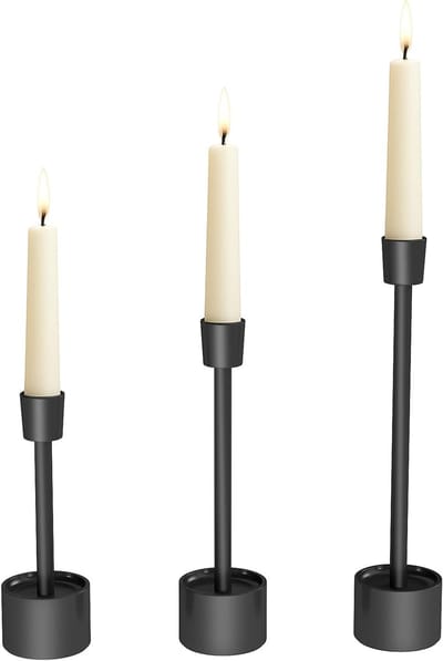 Set van 3 zwarte metalen kandelaars voor pilaarkaarsen - Rustvrij staal