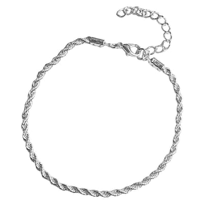 Fako Bijoux® - Enkelbandje - Enkelsieraad - Schakelketting - Twist - 3mm - Zilverkleurig