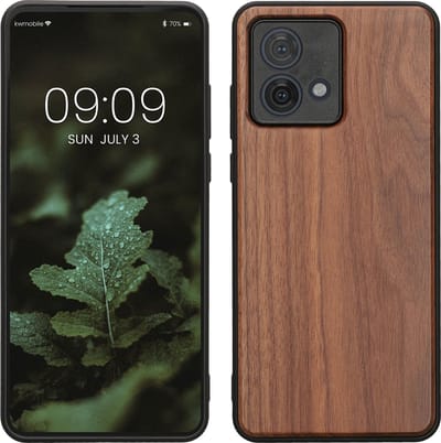 kwmobile telefoonhoesje geschikt voor Motorola Moto G84 5G - Hoesje met bumper in donkerbruin - Backcover - hout